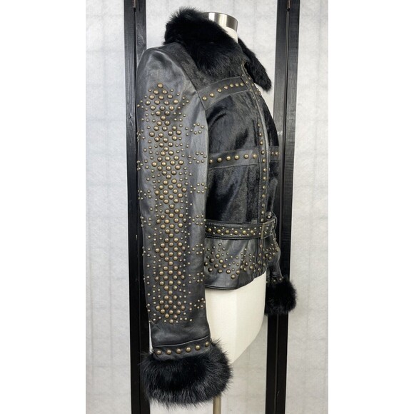 Vintage Cache Fur Collar Studded Jacket. Size: 4 - Picture 2 of 6